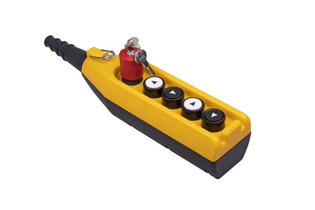PV Series 5 Hole Single Speed 1NC Emergency Stop Turn to Release with Key Operated Crane Pendant Station